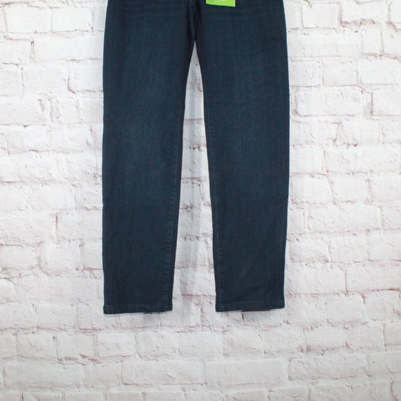 NWT! LL Bean Blue Dark Washed Low Rise Straight Leg Stretch Jeans 2 Pet - Picture 2 of 9